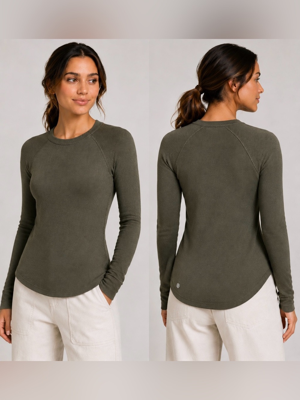 Lululemon Olive Green Cashmere Blend Knit Long Sleeve Top Size 2
